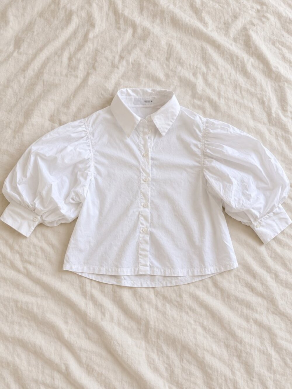 Zara White Cotton Puff Sleeve Shirt Size S
